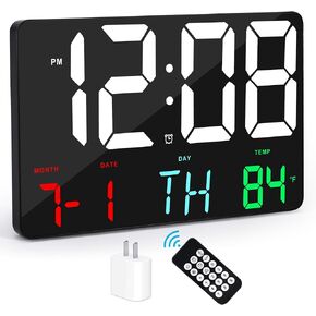 SZELAM Digital Clock Large Display,11.5"Digital Wall Alarm Clock with Remote Control,LED Oversized Electric Clock with Calendar,12/24H,Adjustable Brightness Large Clock for Home Office Kitchen Bedroom