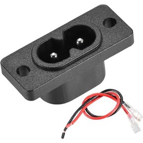 uxcell C8 Panel Mount Plug Adapter AC 250V 6A 2 Pins IEC Inlet Module Plug Power Connector Socket Straight with 2 Wire 2pcs