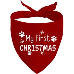 JXGZSO 1 Piece My First Christmas Dog Bandana First Christmas Puppy Bandana Christmas Dog Gift Puppy Bandana(First Christmas Dog)