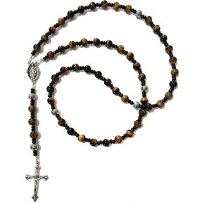 Hidden Hollow Beads Rosary Beaded by Hand, Catholic, Prayer, Patron Saint Medal and Cross, For Women, Made in the USA