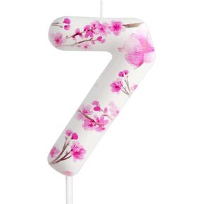 1st Birthday Candle Cherry Blossom Number 1 Candle Cherry Blossom Cake Decoration Birthday Party Supplies White Pink Sakura Themed Cake Topper Decoration for Kids Boy Girl Party Decor Supplies