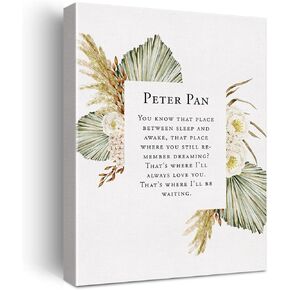 LEXSIVO Peter Pan Quote Flowers Print Canvas Wall Art Home Decor You Know That Place Between Sleep and Awake Painting 12x15 Canvas Poster Framed Ready to Hang