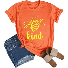 Dresswel Be Kind Tshirt Women Short Sleeve T-Shirt Bee Graphic Tee Long Sleeve Pocket Shirt Casual Tops