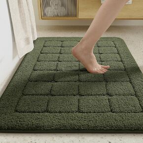 Color&Geometry Green Bath Mat Non Slip Washable- 17"x30" Luxury Absorbent Bath Mats for Bathroom, Sink, Bathtub, Thick Soft Shower Mat Outside Shower