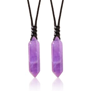 Natural Double Pointed Crystal Necklace Handmade Woven Pendant Polished Gemstone Reiki Energy Stone Men and Women Necklace Gift