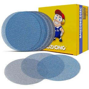 5-inch Assorted Ceramic Mesh Sandpaper (Grits 80, 120, 180, 240, 320) - 50 Pcs Ceramic Net Abrasive Hook and Loop Sanding Discs for Random Orbital Sander