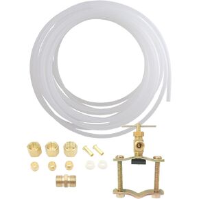 Refrigerator Water Line Kit, Ice Maker Supply Line, Fridge Water Line Kit, Includes 1/4"x25’ Poly Tube, Quick Connect Saddle Valve, Compression Fittings and Adapters