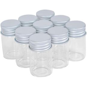 Transparent Bottle with Aluminum Cover 10ml Glass Jars Idea for Wedding Small Wishing Bottles Wholesale 6pcs