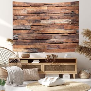 JAWO Wooden Tapestry Wall Hanging, Rustic Wood Panels Wall and Floor Texture, Polyester Fabric Wall Tapestry for Home Living Room College Bedroom Bathroom Dorm Decor 80X60Inches Wall Blanket
