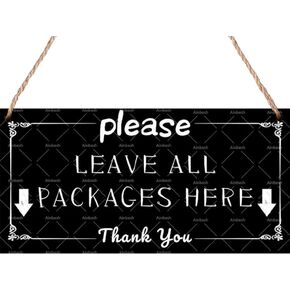 Vintage Delivery Wood Sign Leave All Packages Here Sign Delivery People Thank You Wood Hanging Plaque Delivery Wood Wall Decor For Front Door Package Delivery Boxes 6x12 Inch