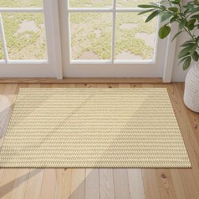 Collive Washable Kitchen Runner Rugs Non Slip, 2x6 Farmhouse Rug Runners for Hallway, Beige Boho Non Slip Laundry Room Rug Cotton Braided Bathroom Runner Rug Modern Indoor Entrance Mats for Bedroom
