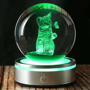 3D Crystal Ball Moon with LED Lamp Base, Space Decor Night Light Snow Globe Unique Astronomy Universe Gifts for Adults Kids Teacher Mom Boy&Girlfriend on Birthday Graduation-3.15in.(80mm) in Saudi Arabia