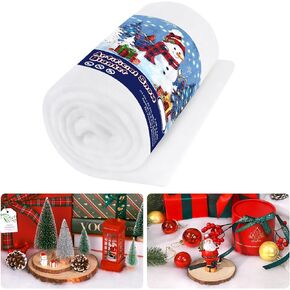 3-Piece Set Christmas Artificial Snow for Village Decoration Crafts, Fake Snow Powder，Snow Runner Roll 2.7 x 8 Foot, Thick Fluffy Snow Cotton Kit for a Winter Holiday Tree Tabletop Decor