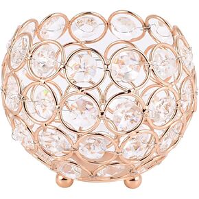 Pack of 2PCS, Crystal Bowl Candle Holders Centerpieces for Dining Room Table/Decoration Candelabra/Gift Boxed (4 Inches, Gold)
