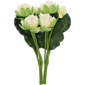Veemoon 2 Pcs Artificial Lotus Flower Fake Slik Lotus Realistic Water Fake Flower Bouquetfaux Flower Picks Vase Flower Arrangement for Spring Easter Party Home Wedding Garden
