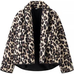Wyeysyt Women's Floral Quilted Cardigan Lightweight Printed Open Front Cropped Puffer Jacket Coat