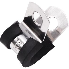 AnRui 50PCS 1/4 Inch 304 Stainless Steel Cable Clamps, P Clamp Rubber Cushioned Insulation Clamp, Pipe Clamps, Automotive Wire Clamps, Metal Clamp for Tube,Wire Cord Installation, 6mm