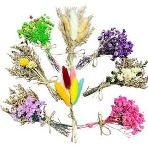 Mini Dried Flower Bouquet 6-Piece Set, DIY Plant Flower Decoration Photo Props Small Vase, Groom's Best Man's Corsage Wedding Anniversary Dinner (6pcs)