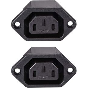 uxcell C13 Panel Mount Plug Adapter 250V AC 10A 3 Pins IEC Inlet Module Plug Power Connector Socket Straight Pack of 2