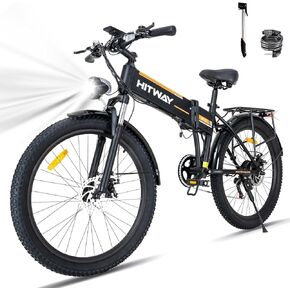 HITWAY Electric Bike for Adults, 26"*3.0 Tire Ebike with 750W Motor, Foldable Electric Bike with 48V 15AH Removable Battery, 7-Speed Electric Bicycle, IP54, UL2849 Certified