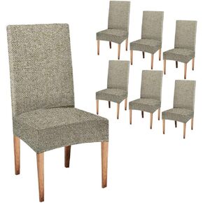 Dining Chair Slipcover Kitchen Chair Covers Set of 6 Rustic Texture Stretch Chair Covers for Kitchen Home or Party
