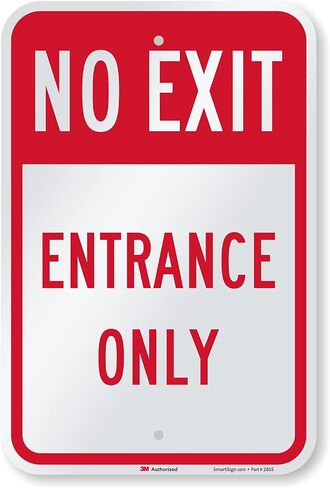 SmartSign No Exit Entrance Only Sign - 2-Pack, 12" x 18", 80 mil Thick Aluminum Composite (ACM), Pre-Drilled Holes, Red and White, Made in USA in Saudi Arabia