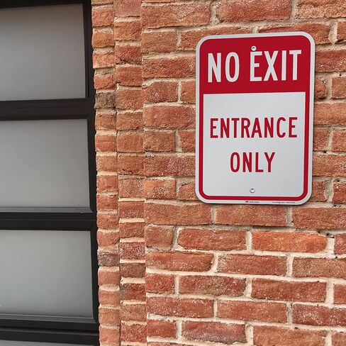 SmartSign No Exit Entrance Only Sign - 2-Pack, 12" x 18", 80 mil Thick Aluminum Composite (ACM), Pre-Drilled Holes, Red and White, Made in USA in Saudi Arabia