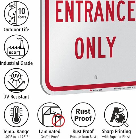 SmartSign No Exit Entrance Only Sign - 2-Pack, 12" x 18", 80 mil Thick Aluminum Composite (ACM), Pre-Drilled Holes, Red and White, Made in USA in Saudi Arabia