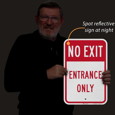 SmartSign No Exit Entrance Only Sign - 2-Pack, 12" x 18", 80 mil Thick Aluminum Composite (ACM), Pre-Drilled Holes, Red and White, Made in USA in Saudi Arabia