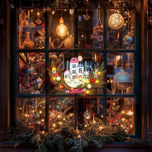 16"x13" 3D Christmas Hoop Door Sign with LED Bulbs(Batteries not Included), Christmas Hanger for Front Door Xmas Decorations Wreath Door Wreaths Signs Wall Decor for Outdoor, Indoor, Porch, Bedroom in Saudi Arabia