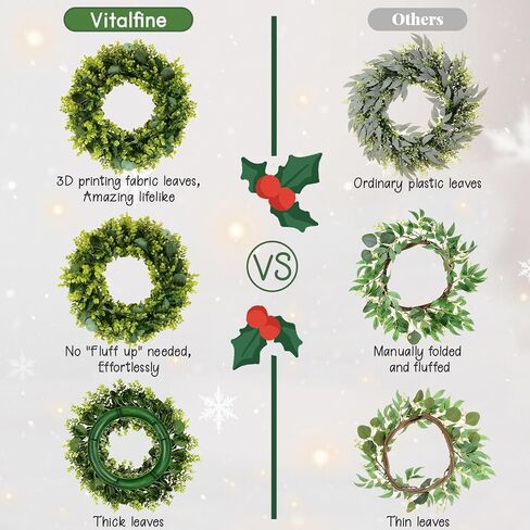 18" Wreaths for Front Door Artificial Green Boxwood with Eucalyptus Leaves for Indoor Outside Wall Window Porch Farmhouse Holiday Wedding Home Decor Spring Summer Wreath for All Seasons in Saudi Arabia