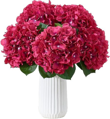 8pcs Fake Burgundy Flowers Silk Hydrangea Artificial Flowers Bouquets Faux Hydrangea Stems for Home Table Centerpieces Wedding Party Decoration (Burgundy) in Kuwait