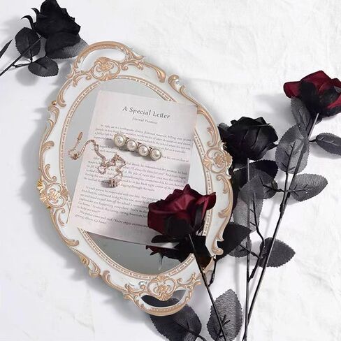 Mirrored Tray,Decorative Mirror for Perfume Organizer Jewelry Dresser Organizer Tray Display,Vanity Tray,Serving Tray,15'' x 9''(White) in Saudi Arabia