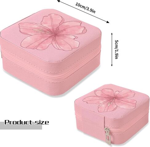 MAYCARI Small Portable Travel Jewellery Box, Pink Flower Pattern Mini Leather Jewellery Box Organiser for Rings Earrings Necklace Bracelets Jewelry Gift for Women Girls Kids in Kuwait