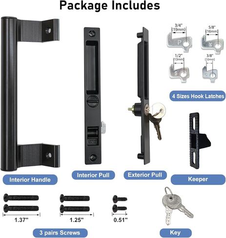Sliding Glass Door Handle Set with Lock - Easy to Install,Patio Sliding Door Handle Fits for 1 to 1-1/8 Door Thickness,6-5/8" Screw Hole Spacing,Perfectly Replacement for Old Handle(White) in Saudi Arabia