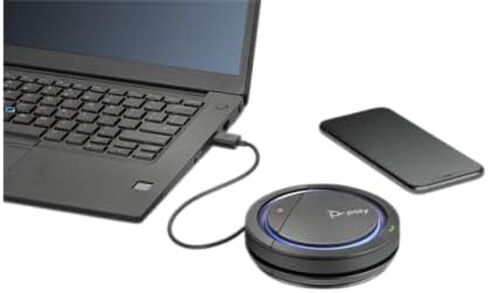 مكبر صوت للمؤتمرات المحمول بولي كاليستو 5300 متر مع اتصال USB-C وعصا بلوتوث BT600 موجه صوتي مزدوج كامل in Kuwait