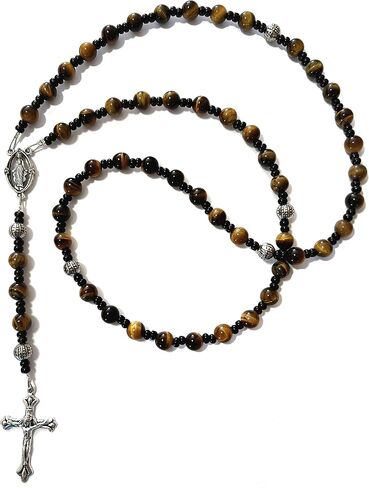 Hidden Hollow Beads Rosary Beaded by Hand, Catholic, Prayer, Patron Saint Medal and Cross, For Women, Made in the USA in Saudi Arabia