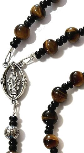 Hidden Hollow Beads Rosary Beaded by Hand, Catholic, Prayer, Patron Saint Medal and Cross, For Women, Made in the USA in Saudi Arabia