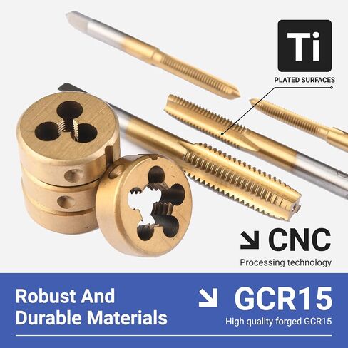 60 PC Tap and Die Set（titanium layer）- Include SAE Inch Size #4 to 1/2" and Metric Size M3 to M12, Coarse and Fine Threads | Essential Threading Rethreading Tool Kit in Saudi Arabia
