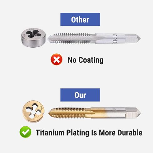 60 PC Tap and Die Set（titanium layer）- Include SAE Inch Size #4 to 1/2" and Metric Size M3 to M12, Coarse and Fine Threads | Essential Threading Rethreading Tool Kit in Saudi Arabia