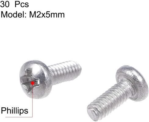 30 قطعة من براغي الماكينة ذات الرأس المتقاطع من TOP-VIGOR، مسامير براغي مستديرة الرأس M2x30mm فيليبس للآلات والأثاث والسيارات وإصلاح الدراجات النارية والمنتجات الإلكترونية وتجميع السفن والأعمال اليدوية in Kuwait