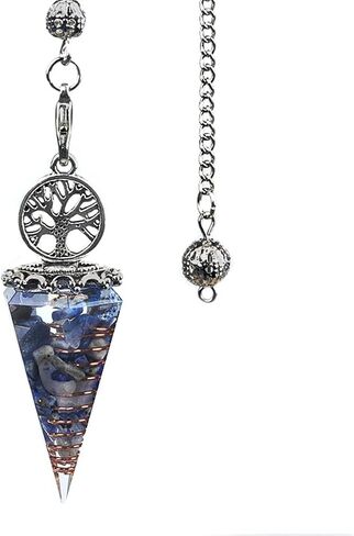 2 Pcs Natural Crystal Pendulum Healing Chakra Reiki Quartz Chip Blue Turquoise Gemstone Life Tree Style Resin Pendant for Divination Dowsing in Saudi Arabia