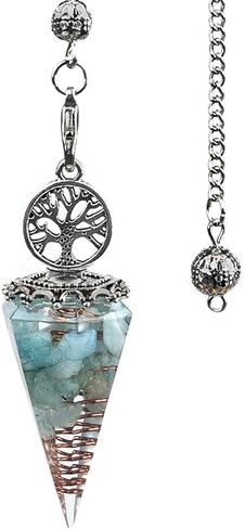 2 Pcs Natural Crystal Pendulum Healing Chakra Reiki Quartz Chip Blue Turquoise Gemstone Life Tree Style Resin Pendant for Divination Dowsing in Saudi Arabia