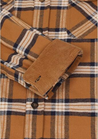 ZENTHACE Men's Midweight All Cotton Flannel Shirt,Long Sleeve Casual Button Up Plaid Shirt,Outdoor Work Shirts in Kuwait