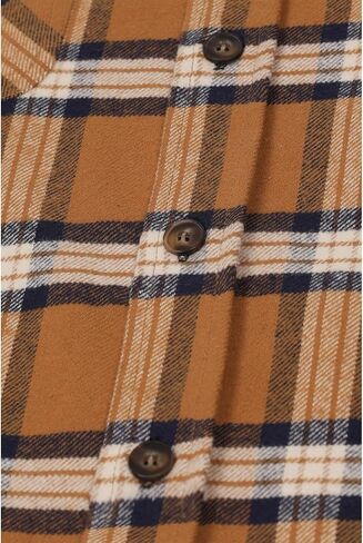 ZENTHACE Men's Midweight All Cotton Flannel Shirt,Long Sleeve Casual Button Up Plaid Shirt,Outdoor Work Shirts in Kuwait