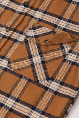 ZENTHACE Men's Midweight All Cotton Flannel Shirt,Long Sleeve Casual Button Up Plaid Shirt,Outdoor Work Shirts in Kuwait