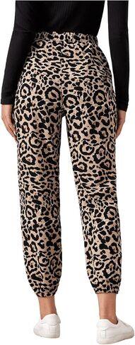 Milumia Women's Leopard Print Elastic High Waisted Crop Carrot Pants Joggers in Saudi Arabia