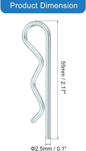 Uxcell 2.5 مم × 55 مم دبابيس كوتر قفل زنبركي، دبابيس ربط تثبيت دبوس R مشبك شعر من الفولاذ الكربوني فضي اللون 20 قطعة in Saudi Arabia