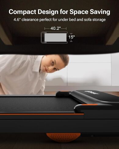 UREVO Under Desk Treadmill, Walking Pad for Home/Office, Portable Walking Treadmill 2.25HP, Walking Jogging Machine with 265 lbs Weight Capacity Remote Control LED Display in Kuwait