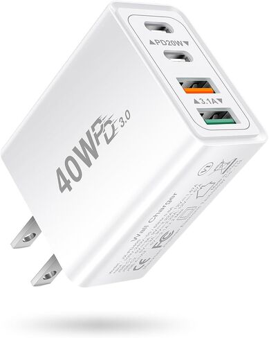 USB C Fast Charger 40W USB C Wall Charger Block Type C Charging Blocks Boxeroo USBC Power Delivery Fast Plug Adapter for iPhone 15/14 13 12 11 Pro Max XS XR X 8 7 6 SE, iPad, Samsung in Saudi Arabia